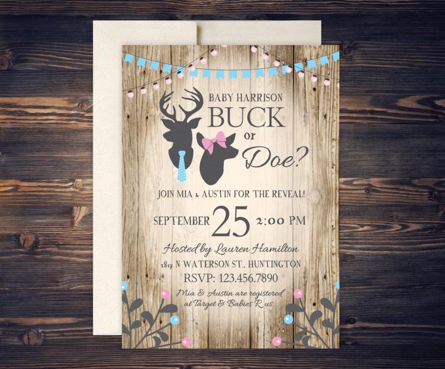 Mariage - Gender Reveal Baby Shower Invitations - Buck or Doe Gender Reveal Invitations - Printed Invitations - Personalized Gender Reveal Invitations