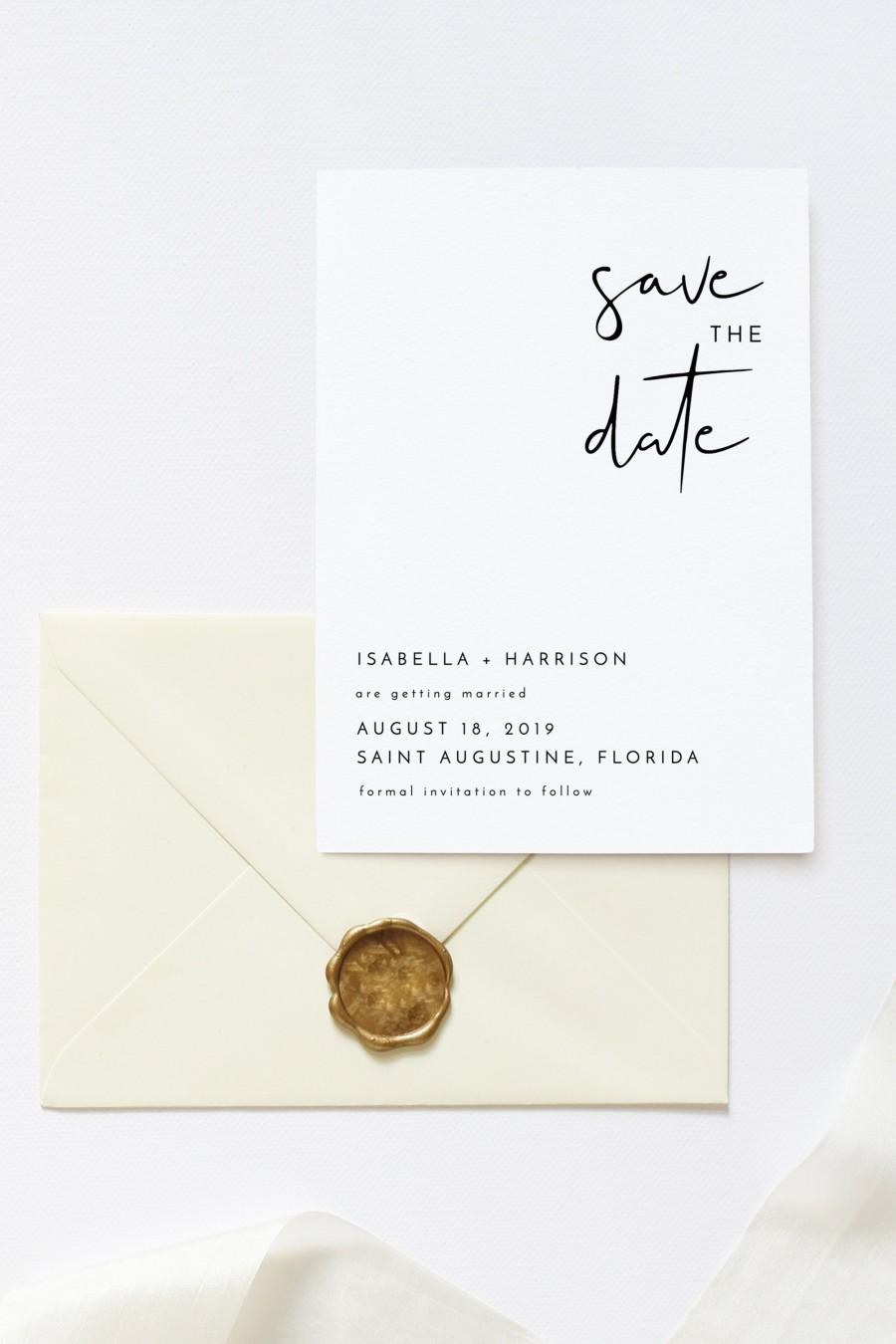 Hochzeit - Adella - Modern Minimalist Save the Date, Wedding Save the Date, Electronic Save the Date Template, Save the Date, Save the Date Template