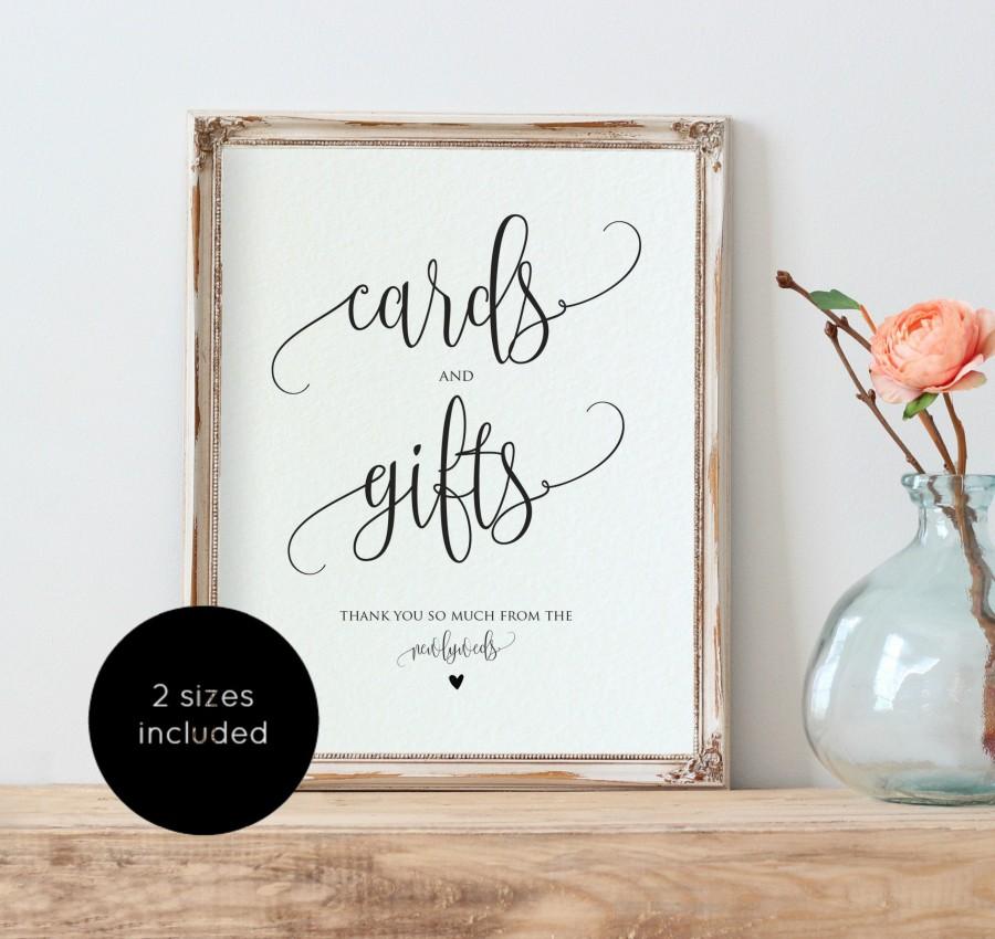 Mariage - Cards and Gifts Sign, Cards and Gifts Sign Printable, Wedding Template, Wedding Sign, Instant Download, WLP-ELE 890