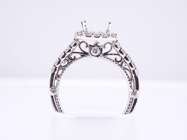 زفاف - 14K White Gold Diamond Halo Engagement Ring Wedding Ring Art Deco Ring Antique Ring Infinity Ring Yellow Gold Rose Gold 18K