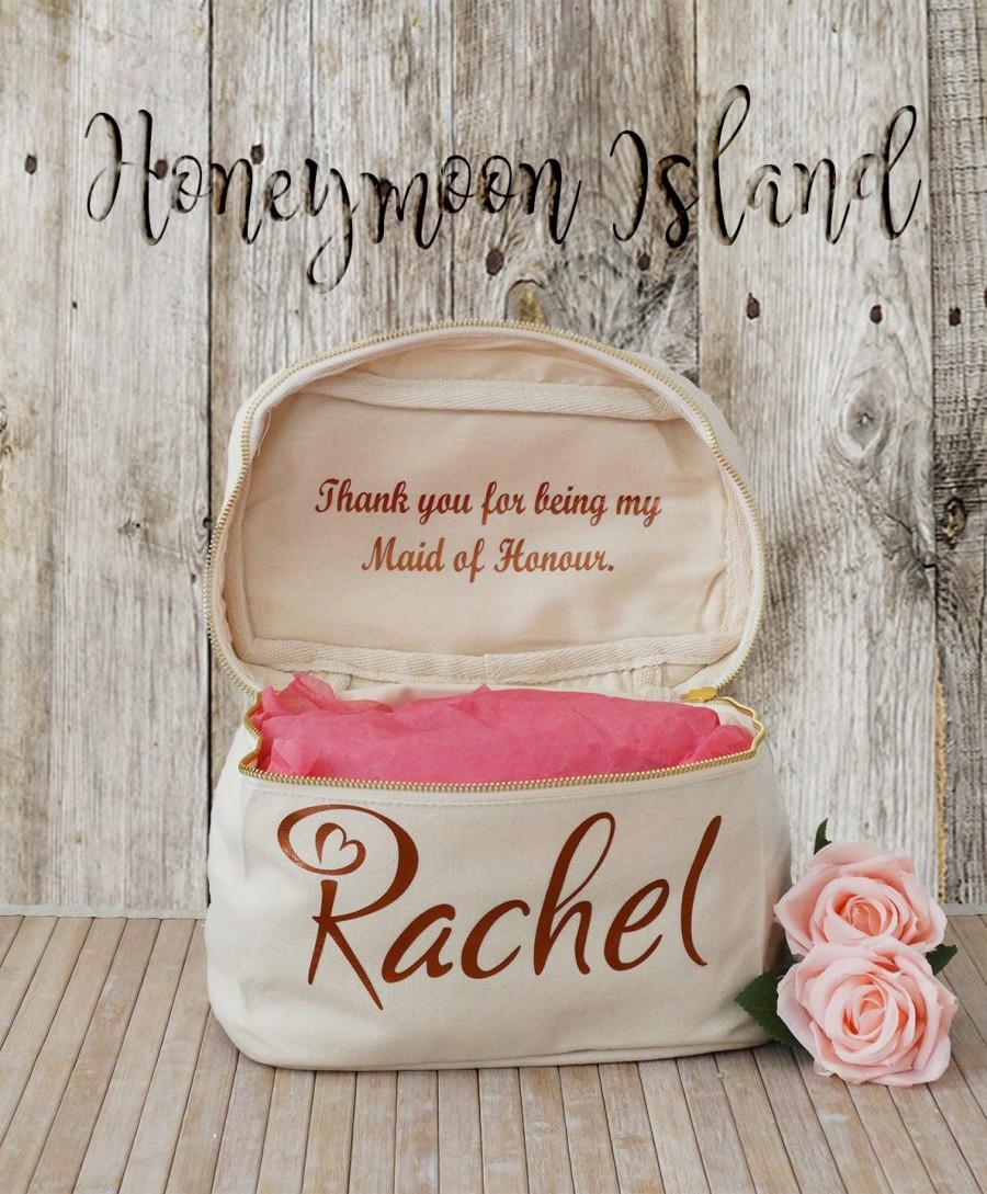 Wedding - Wedding Thank you Gift - Personalised Bridesmaid Gift Make Up Bag - Maid of Honour Gift - Unique Gift for Bridal Party, Makeup Cosmetic Bags