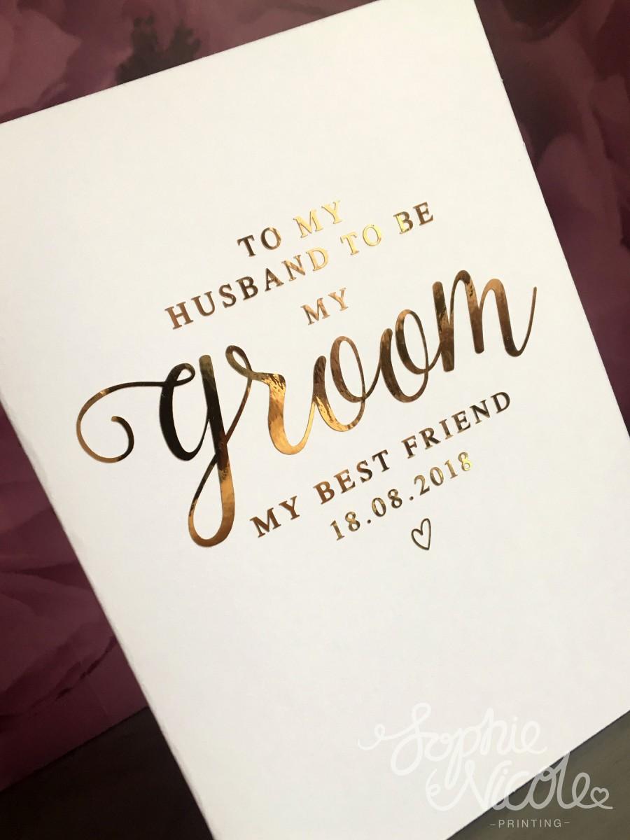 زفاف - Personalised Wedding Day 'Groom' Card / Husband To Be Card - *27 Colour Choices*