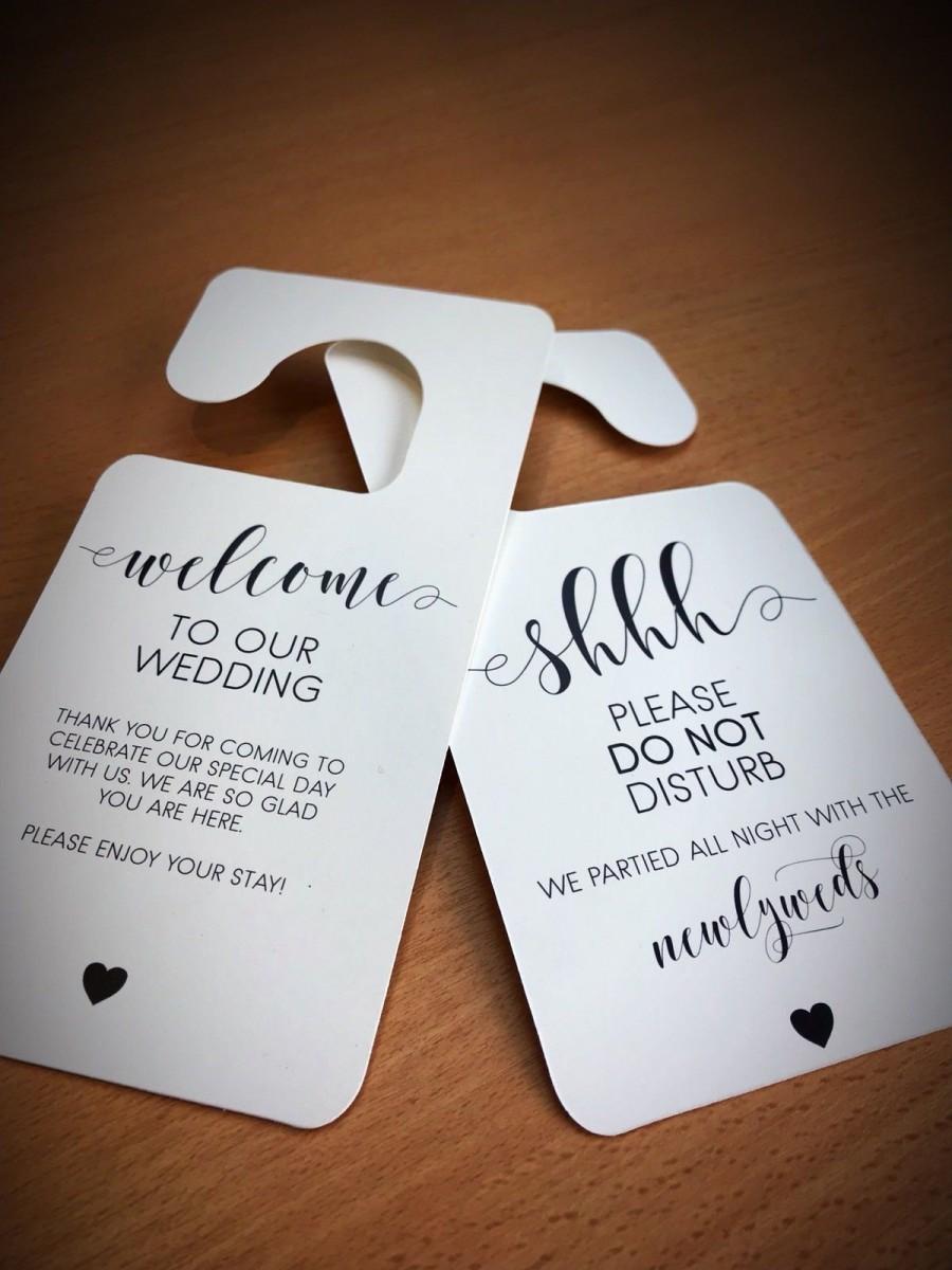 زفاف - Wedding Signs, Guest Door Hangers. Pack Of 10, Thick Ivory Card. Double Sided