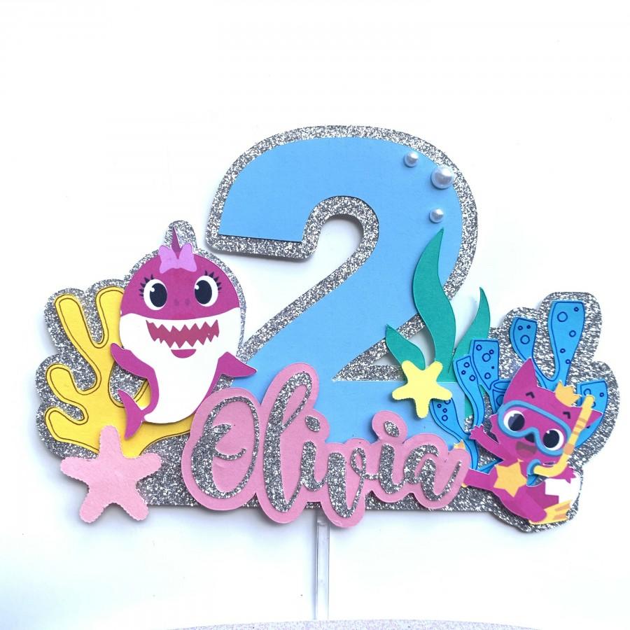 Hochzeit - Girl Baby Shark Cake Topper for an ocean themed birthday or smash cake. Boy Baby Shark decorations perfect for a pool party