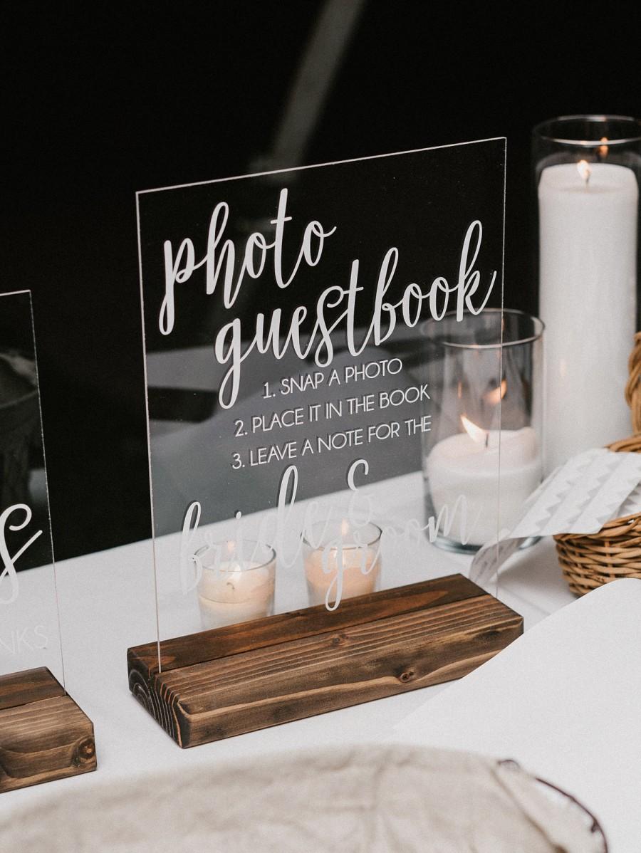 Hochzeit - Photo, Photobooth, or Instant Photo Guestbook Acrylic Sign for Weddings, Bridal Showers, and Engagement Parties