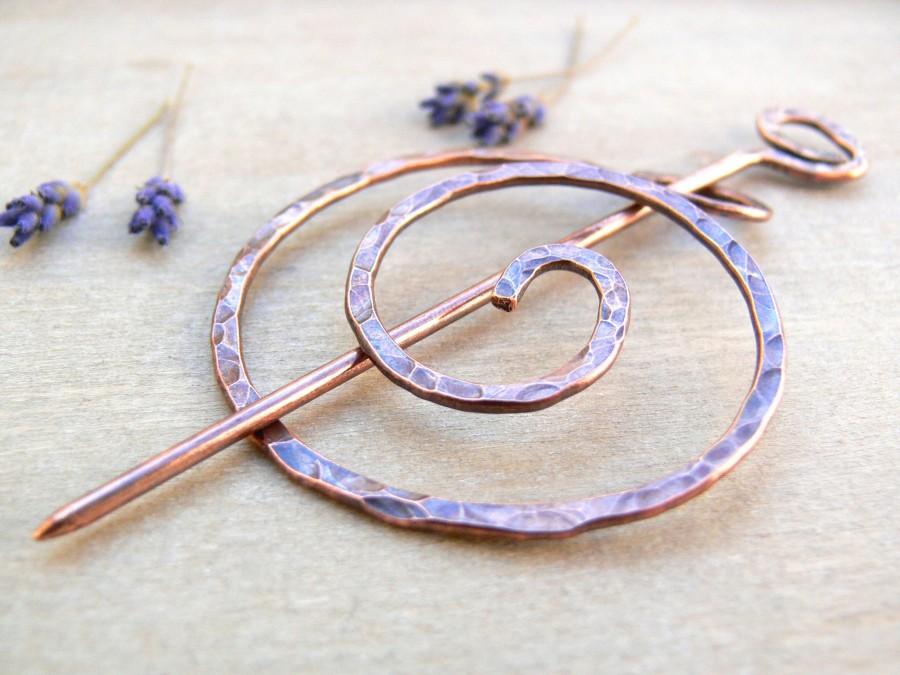 Свадьба - Copper Shawl Pin - Celtic Jewellery - 7th Wedding Anniversary Gift - Copper Celtic Brooch - Celtic Copper Scarf Pin - Hair Barrette