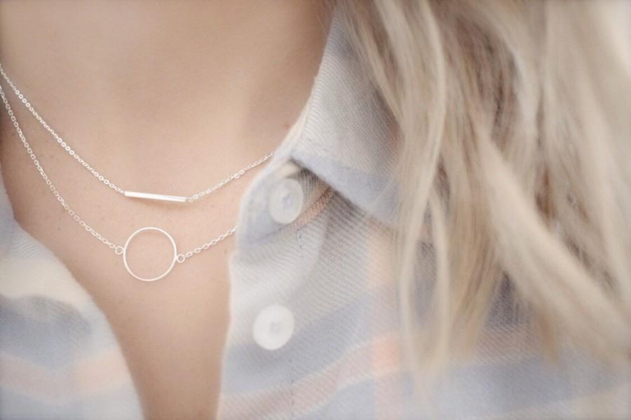 زفاف - Open circle Karma necklace, Simple dainty silver necklace, Delicate chain & Circle outline, Sterling silver, Ring Link Karma Circle, Gift