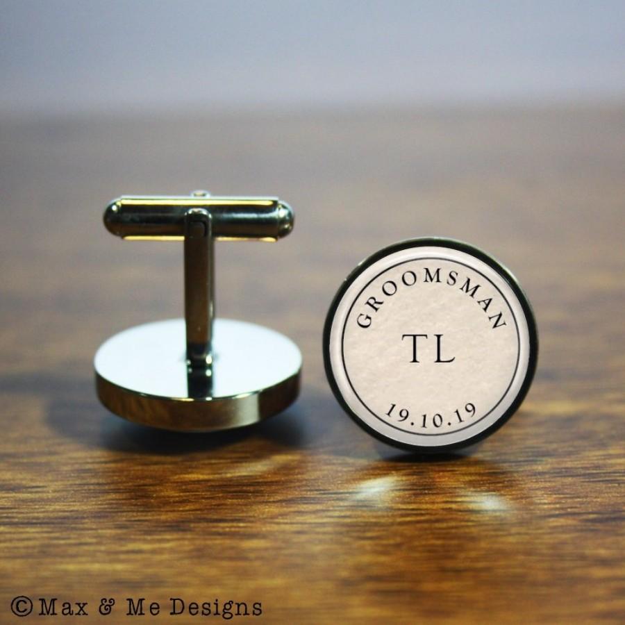 Mariage - Groomsman Personalized wedding cufflinks - A personalised gift for your bridal party on your wedding day - silver wedding cuff links