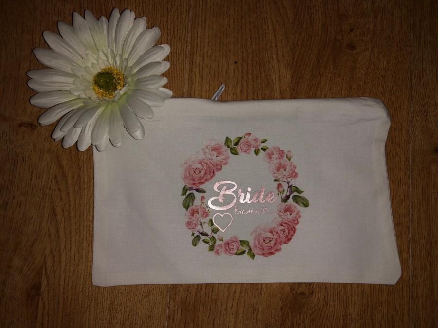 زفاف - PERSONALISED Ivy rose Design make up bag Bridesmaid, Maid/Matron of Honour , Mother of the Bride/Groom ,Bride