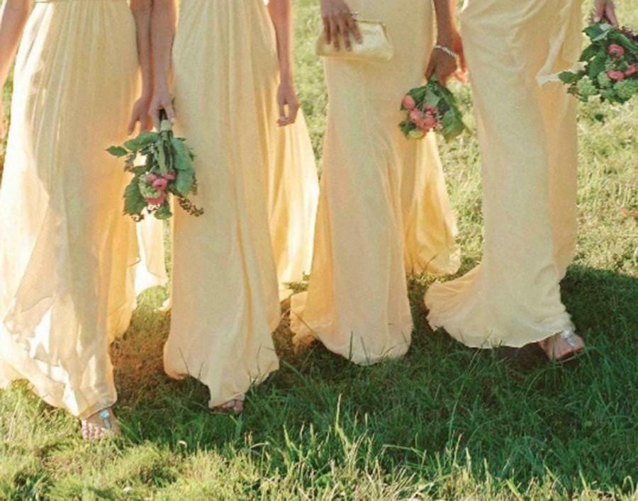 Hochzeit - Bridesmaid dress, Light yellow  dress, long infinity Dress,Knee Length Wrap Convertible Dress.Party dress