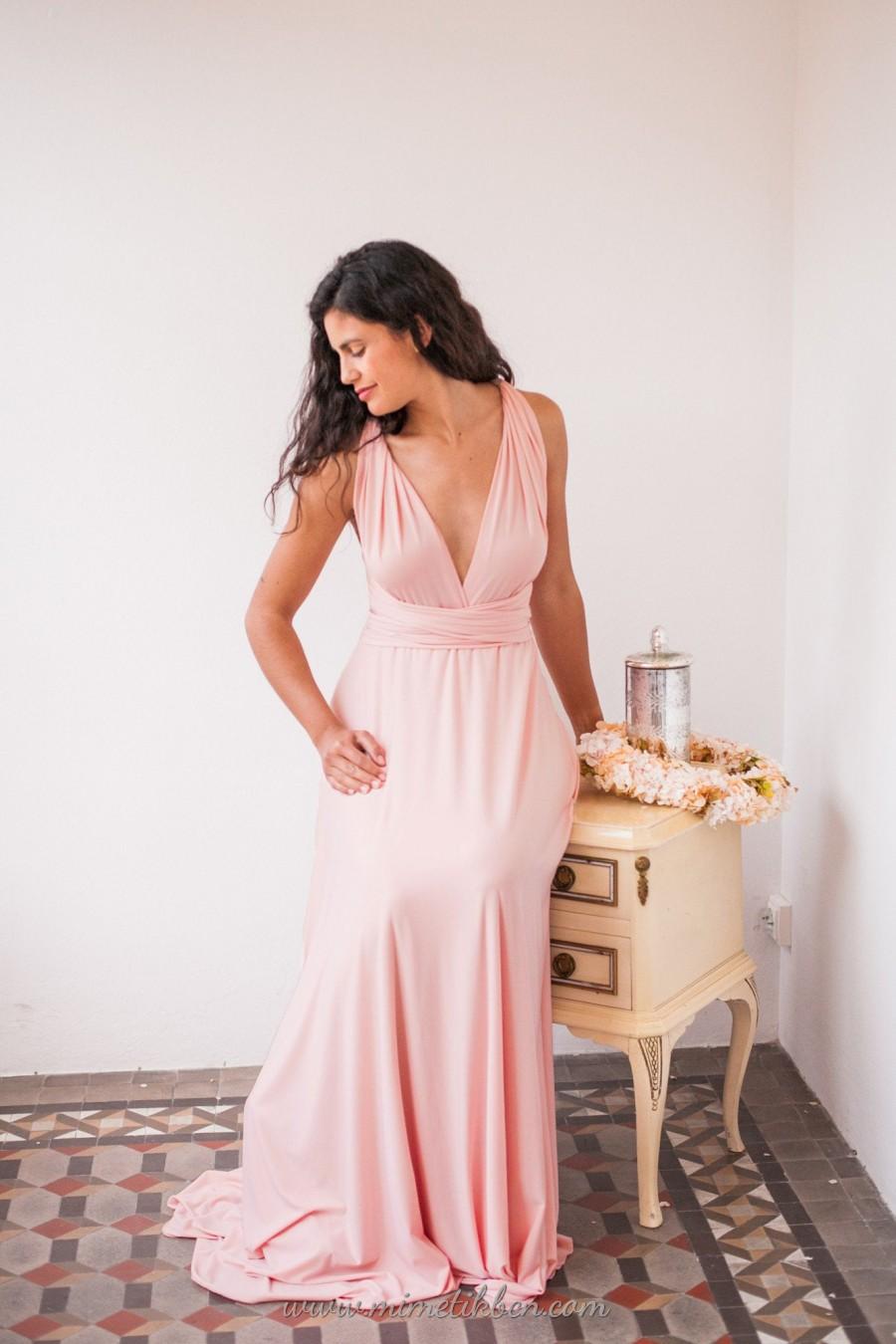 Mariage - Petal pink infinity dress, Blush pink bridesmaid dress, Long petal pink dress, Long dress light pink, Infinity dress light pink, Pink dress