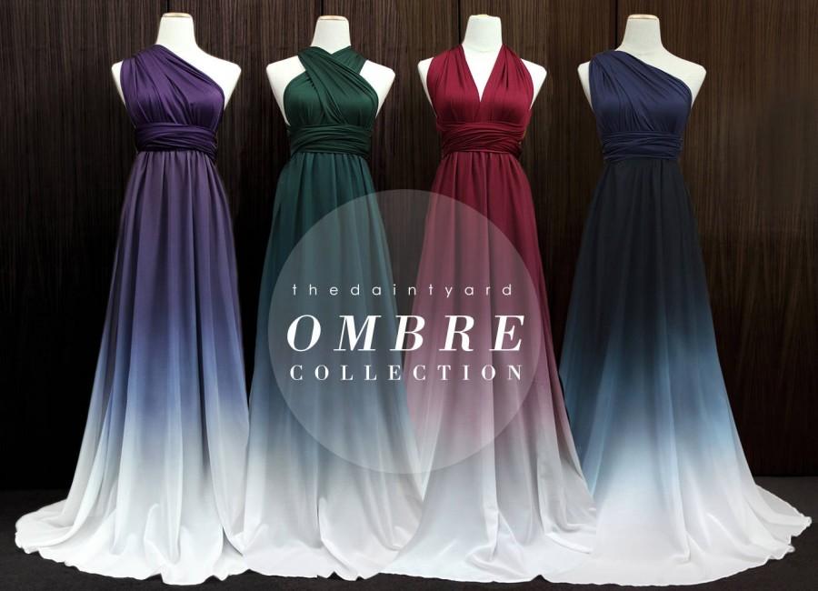 زفاف - TDY All Ombre Bridesmaid Maxi infinity dress / Multiway Dress / Convertible wrap dress WITH Ombre Chiffon Overlay Skirt (Regular size)