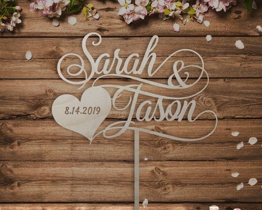 Mariage - Rustic Wedding Cake Topper, Bride and Groom Wedding Cake Topper, Personalized Wedding Cake Topper, Custom Cake Topper