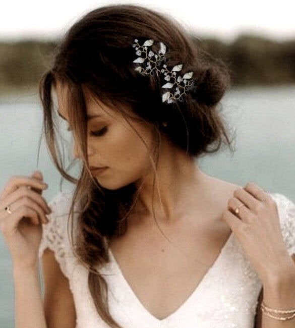 Свадьба - Hairpin, bride, natural shell, Swarovski, rose gold, gold, or silver bridal hair jewelry, wedding