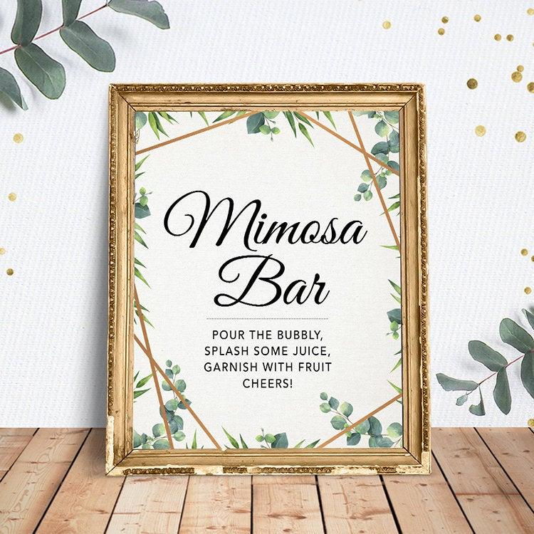 زفاف - Mimosa Bar Sign, Printable Mimosa Bar Sign, Bridal Shower Sign, Instant Download Bridal Shower, Bridal Shower Sign Greenery, Greenery Mimosa