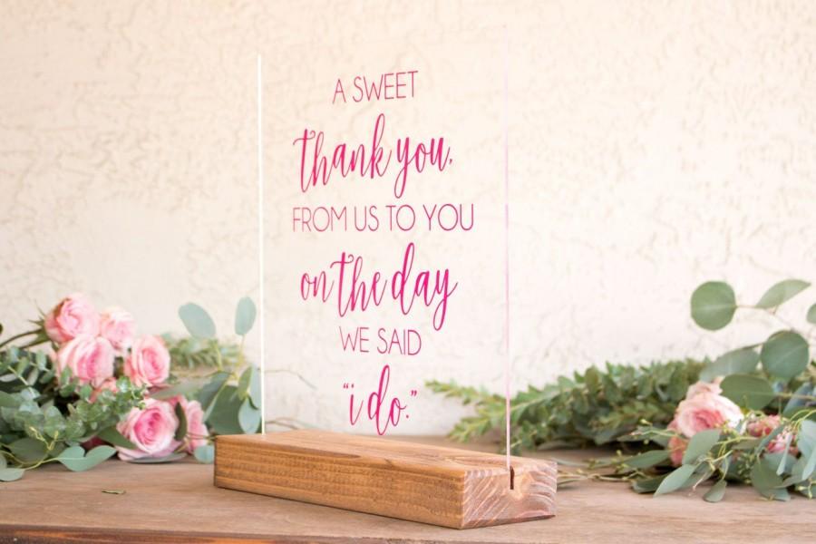 Hochzeit - Thank You Sign - A Sweet Thank You From Us to You - Thank You Sign for Wedding - Sweets Sign for Wedding - Candy Bar Wedding Sign - Favors