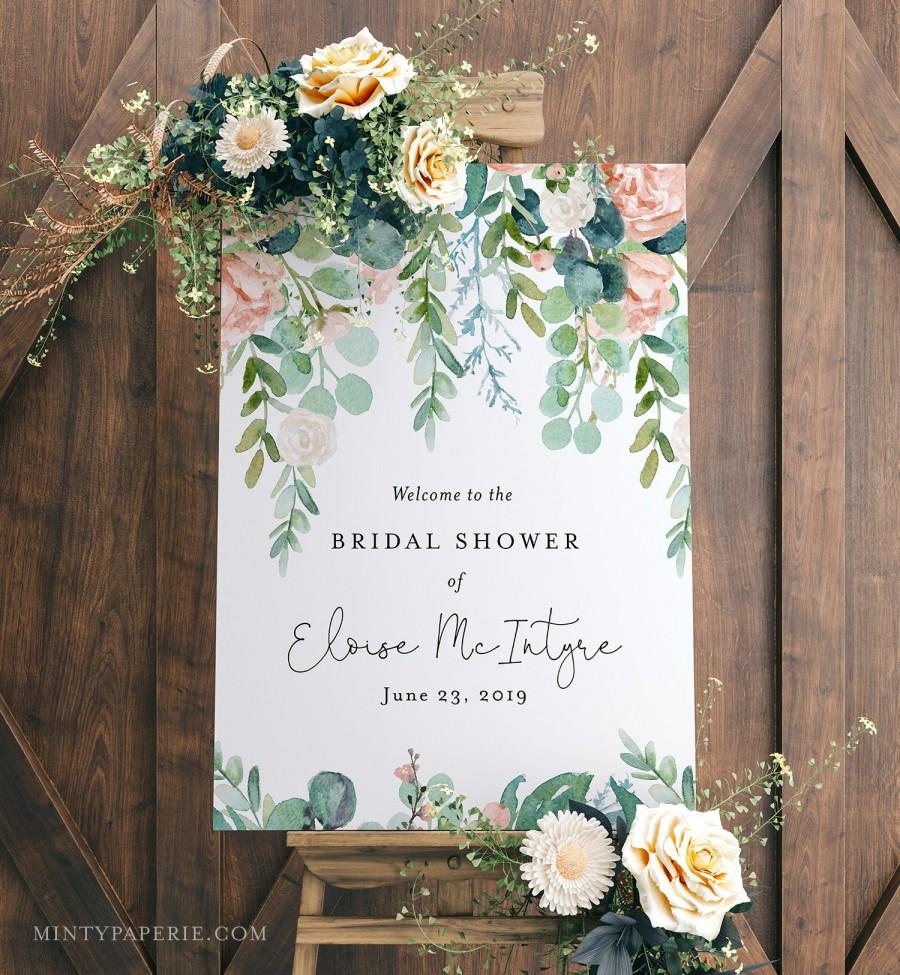 Wedding - Bridal Shower Welcome Sign, Editable Template, Printable Wedding Welcome Sign, Lush Garden Boho, INSTANT DOWNLOAD, 18x24, 20x30 #068-142LS