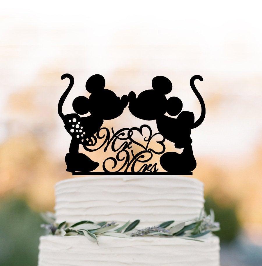 Wedding - mickey mouse wedding cake topper, disney cake topper, mickey mouse and minnie mouse wedding cake topper