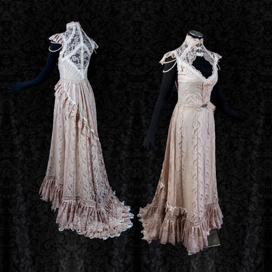 زفاف - Wedding gown dusty pink ivory, Art Nouveau, Victorian, elven, 30s edwardian S, cream, Somnia Romantica