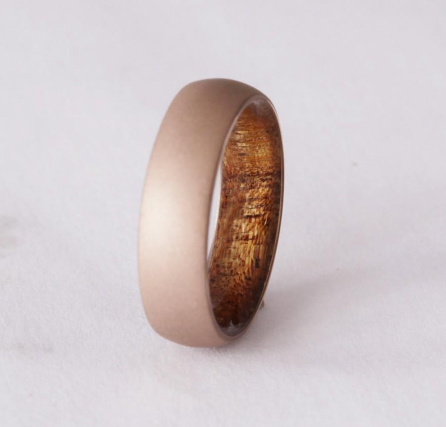 Wedding - koa wood ring copper band dome shape sandblasted texture wooden ring wood wedding band mens wedding band size 3 to 16 nickel free