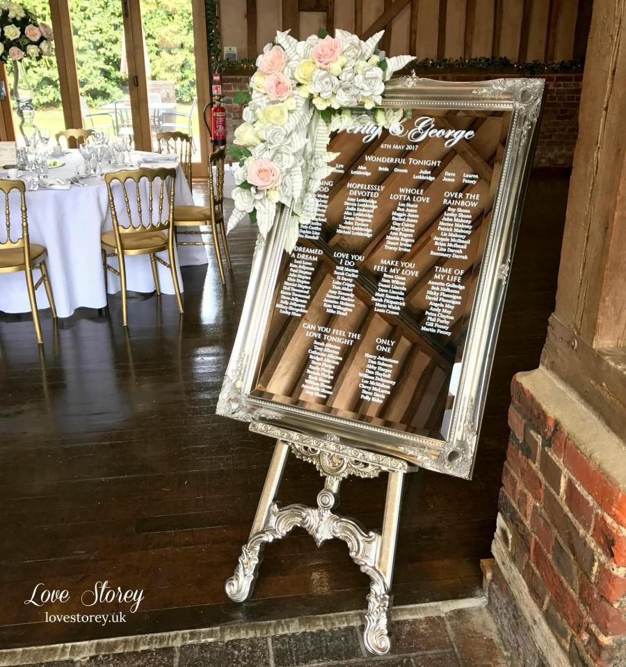 Wedding - Edwarian Script Mirror Wedding Table Plan • Vinyl lettering/Vinyl Stickers • Seating Plan Chart • Instructions and tools provided