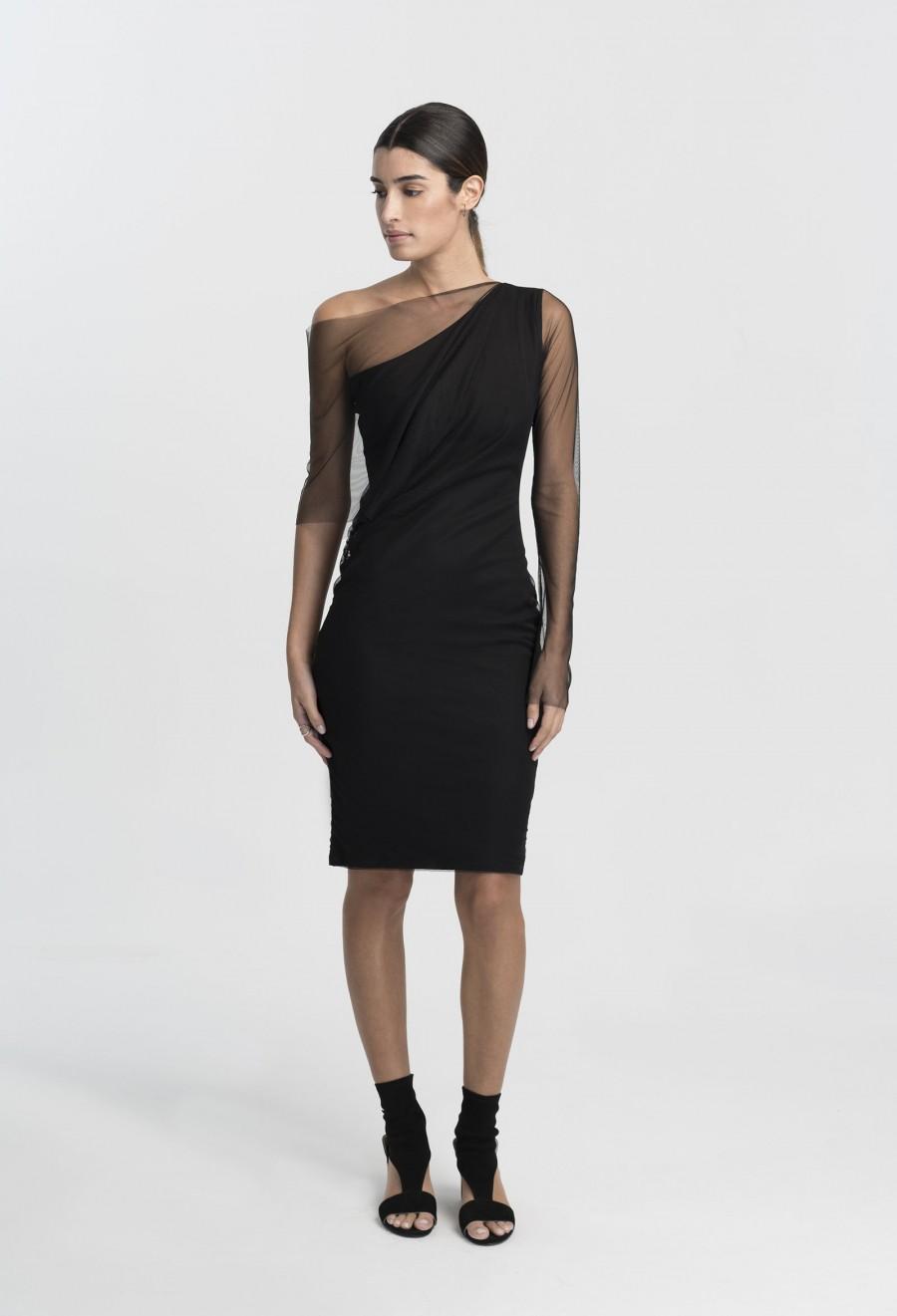 زفاف - Pencil Dress / Black Dress / One Shoulder Dress / Party Dress / Cocktail Dress / Evening Gown / Marcellamoda - MD1010