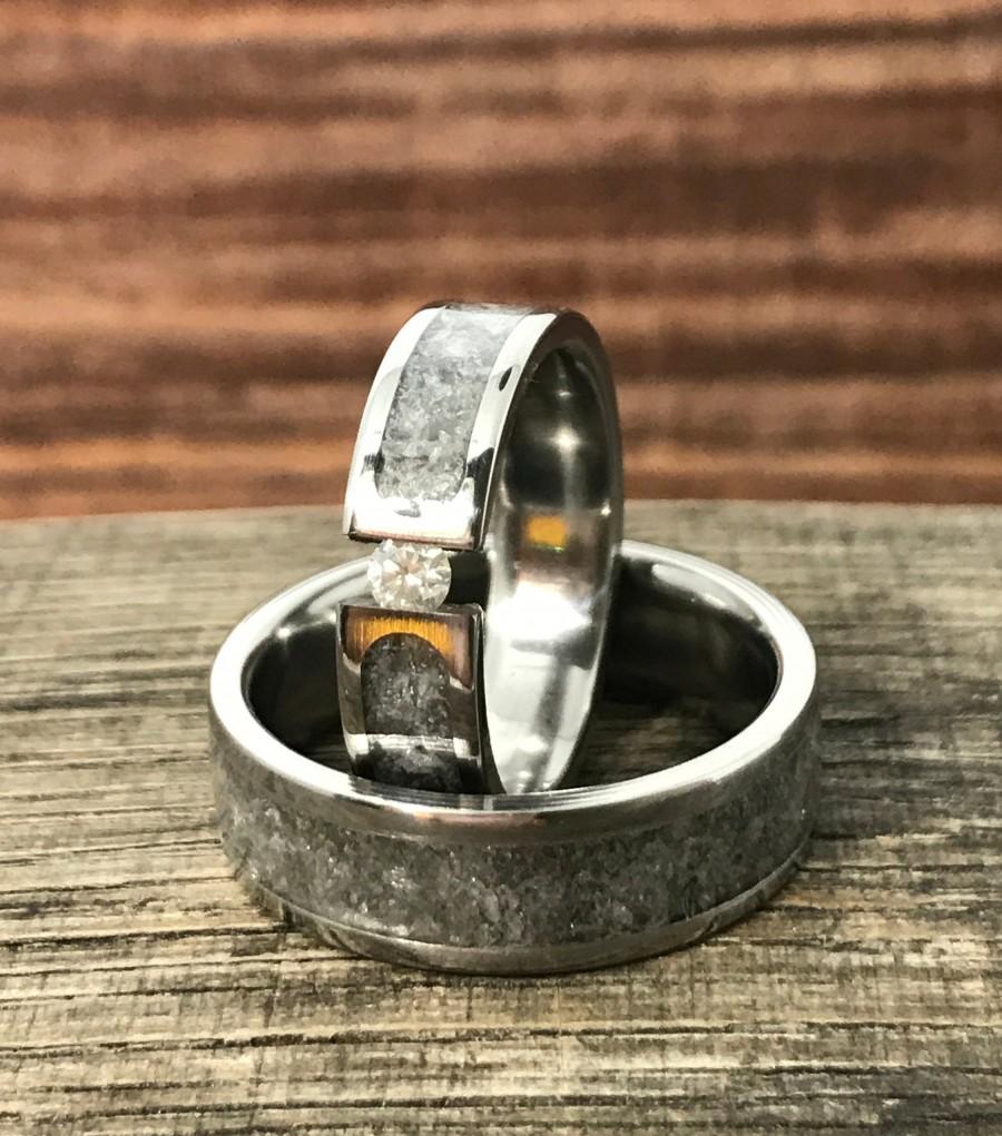 Mariage - Titanium Wedding Band Set, His and Her Wedding Set, Wedding Rings, Matching Wedding Bands, Matching Wedding Bands His and Hers, Mens Ring