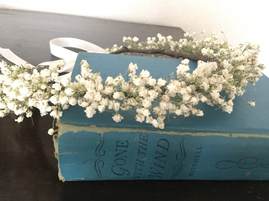Mariage - Dried or Fresh Babies Breath flower crown End of July Shipping