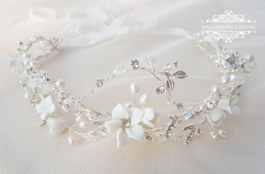 زفاف - Flower crown, floral crown, bridal headpiece, bridal flower crown, flower halo, wedding tiara, wedding headband, bohemian wedding, FAYRE