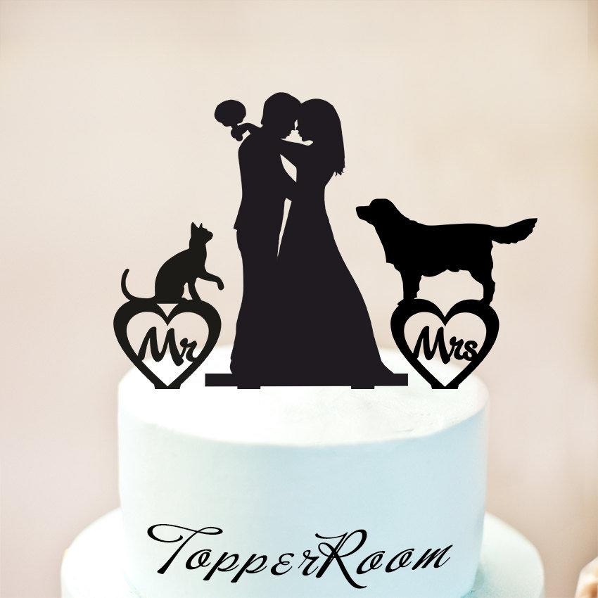 زفاف - Wedding Cake topper with Cat and Dog,Wedding Cake topper with Dog and Cat,topper with dog and cat,Topper for wedding,rustic cake topper 1084