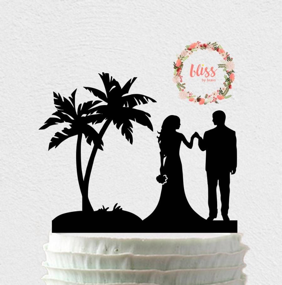 Mariage - Beach Wedding Cake Topper. Personalized Cake Topper. Custom Wedding Cake Topper. Island Wedding. Beach Wedding. Destination Wedding Topper