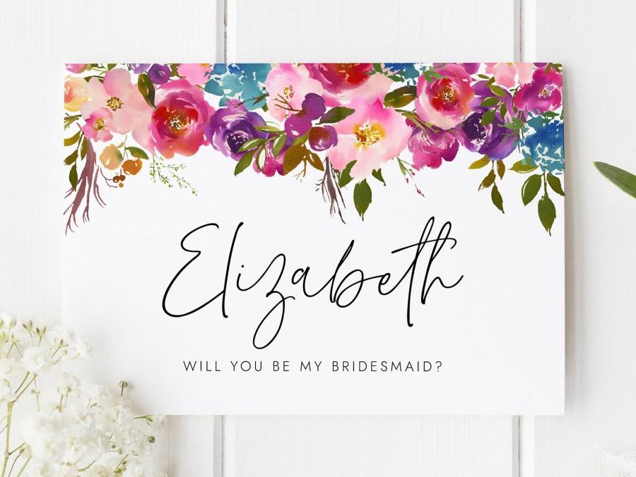 زفاف - Pretty Will You Be My Bridesmaid Card, Personalised Bridesmaid Card, Be My Bridesmaid Card, Floral Bridesmaid Card, Bridesmaid Proposal
