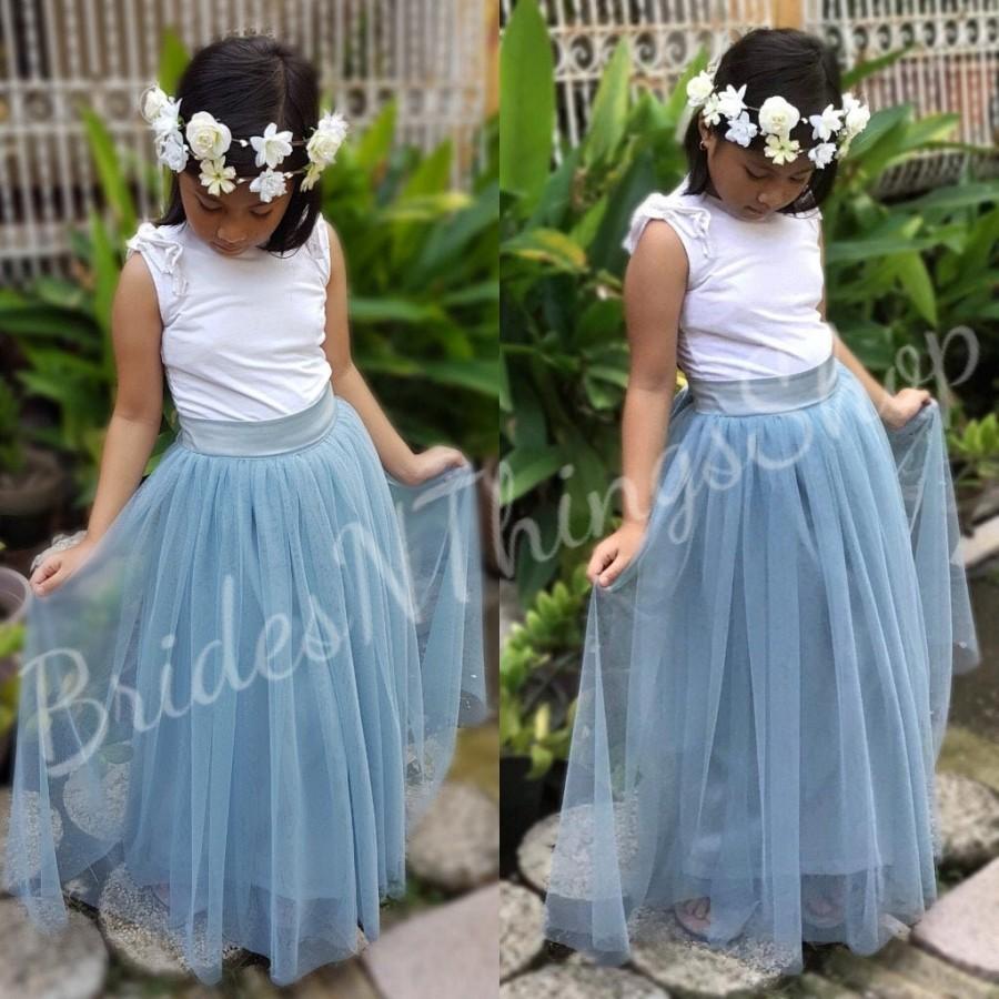 Wedding - Tulle Skirt 82 Colors Dusty  blue tulle skirt,flower girl tulle skirt, dusty bluetulle skirt for flower girls,dusty bluetutu skirt