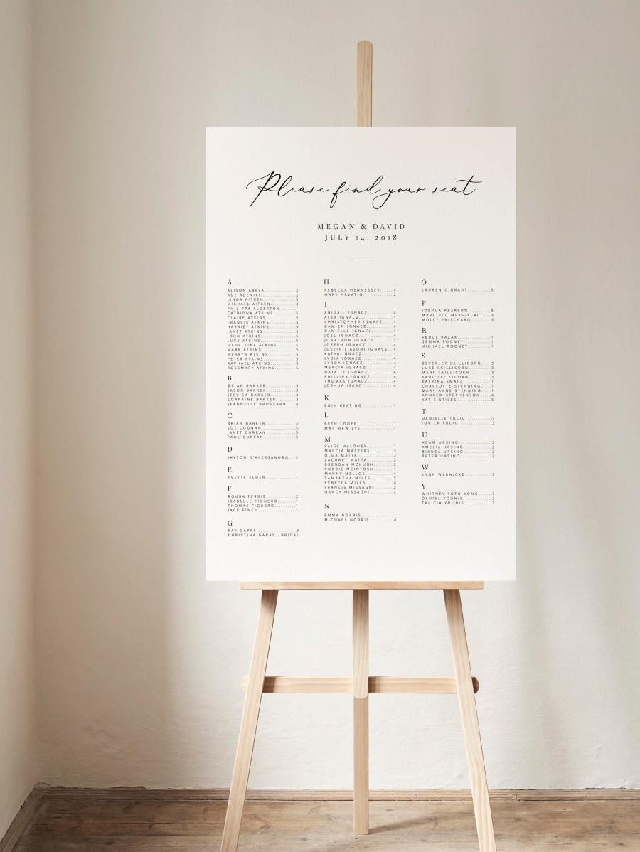 Wedding - Alphabetical Seating Chart Template Wedding Guests Seating Plan Alphabetized Seating Chart Sign Printable Templett Elegant Seating Poster 11
