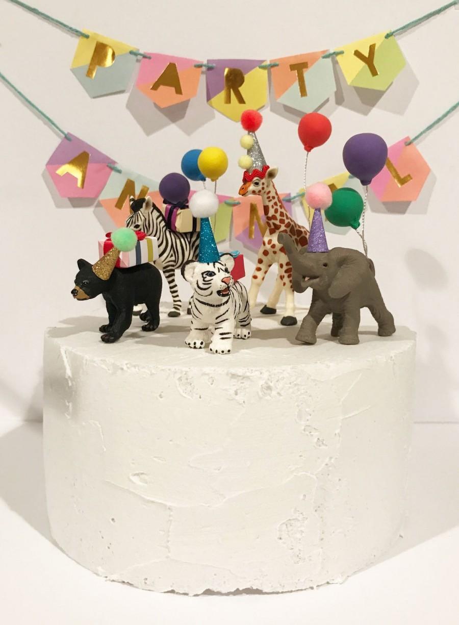 Wedding - Birthday Baby Animal Party Pack, Safari Cake Topper, Zoo Cake Topper,  Circus Cake Topper, Bear Cub, White Tiger, Elephant, Giraffe, Zebra