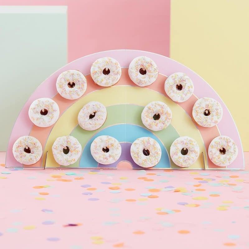 Свадьба - Rainbow Doughnut Wall, Donut Wall, Desert Table, Cake Alternative, Pastel Party, Rainbow Party, Doughnut Stand, Cake Stand Alternative