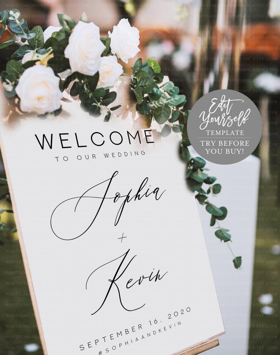 Wedding - Wedding Welcome Sign, Custom Wedding Sign, Porch Welcome Sign, Large Welcome Sign, Rustic Welcome Sign, 100% Fully Editable, #1944
