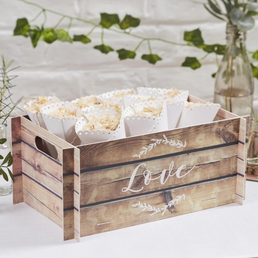 Hochzeit - Wedding Box, Wooden Effect Card Crate, Wedding Favours, Wedding Cards Box, Wedding Flip Flops Box,  Rustic Wedding Decor, Party Box,