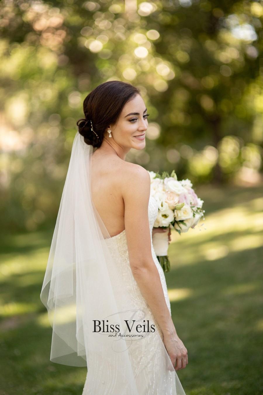 Mariage - Gorgeous 2 Tier Plain Edge Drop Veil - Veil with Blusher - Available in 9 Lengths & 10 Colors, Fast Shipping!