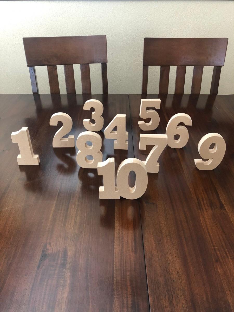 Wedding - Wooden Numbers for Wedding, Wood Table Number Centerpieces, Unfinished Table Numbers, DIY Craft Wood Numbers for Table Decor, Wedding Number
