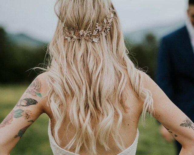 Hochzeit - Hippie Hair Vine, Bridal Leaf Hair Vine, Bridal Headpiece, Wedding Hair Accessory, Bridal Wreath, Boho Hair Crown