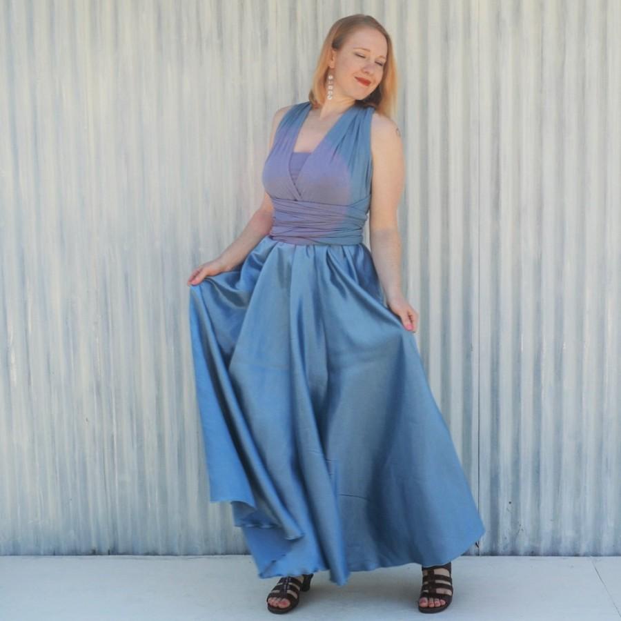 Wedding - Silk Infinity Dress - Convertible Maxi Bridesmaids Dress - Custom Made in Blue, Red, Purple, Black, or Natural - Made to order in ANY SIZE