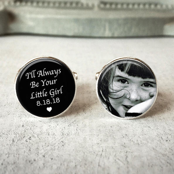 Wedding - Father of the bride cufflinks, personalized wedding cuff links, I'll always be your little girl, wedding keepsake gift For dads
