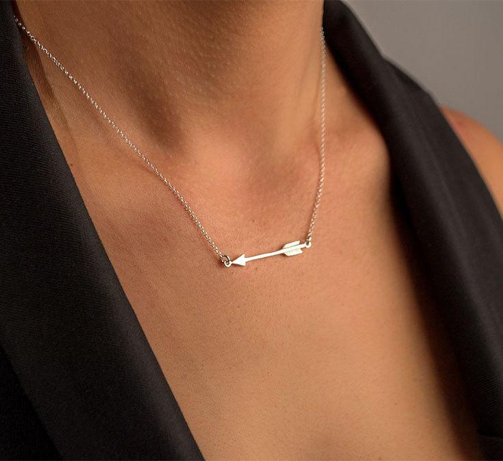 Hochzeit - Arrow Necklace Sterling Silver Archer Necklace Arrow Pendant Dainty Necklace Layering Necklace Birthday gift