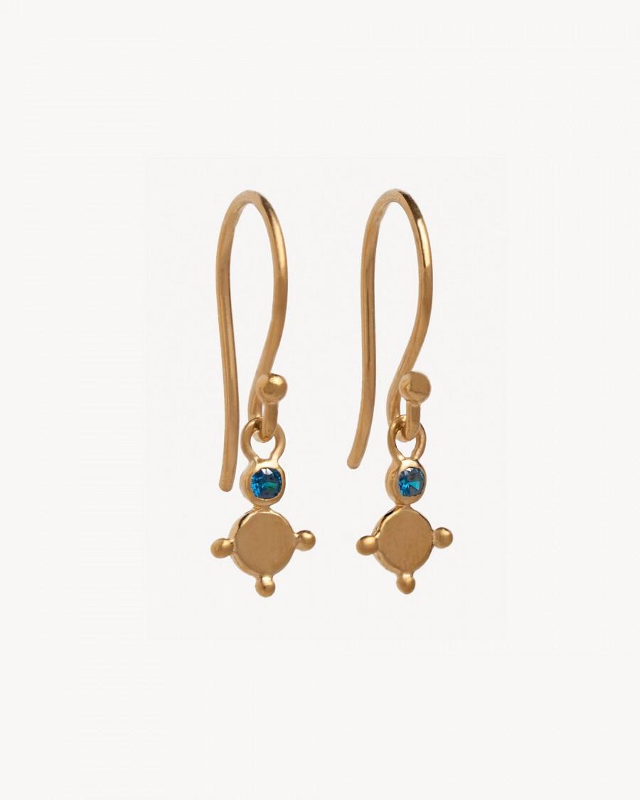 Mariage - Blue Topaz Hook Earrings- Dangle Earrings- Boho Drop Earrings-Bridesmaid Gift- Minimalist Earrings- Wedding Earrings- DGE014SBT