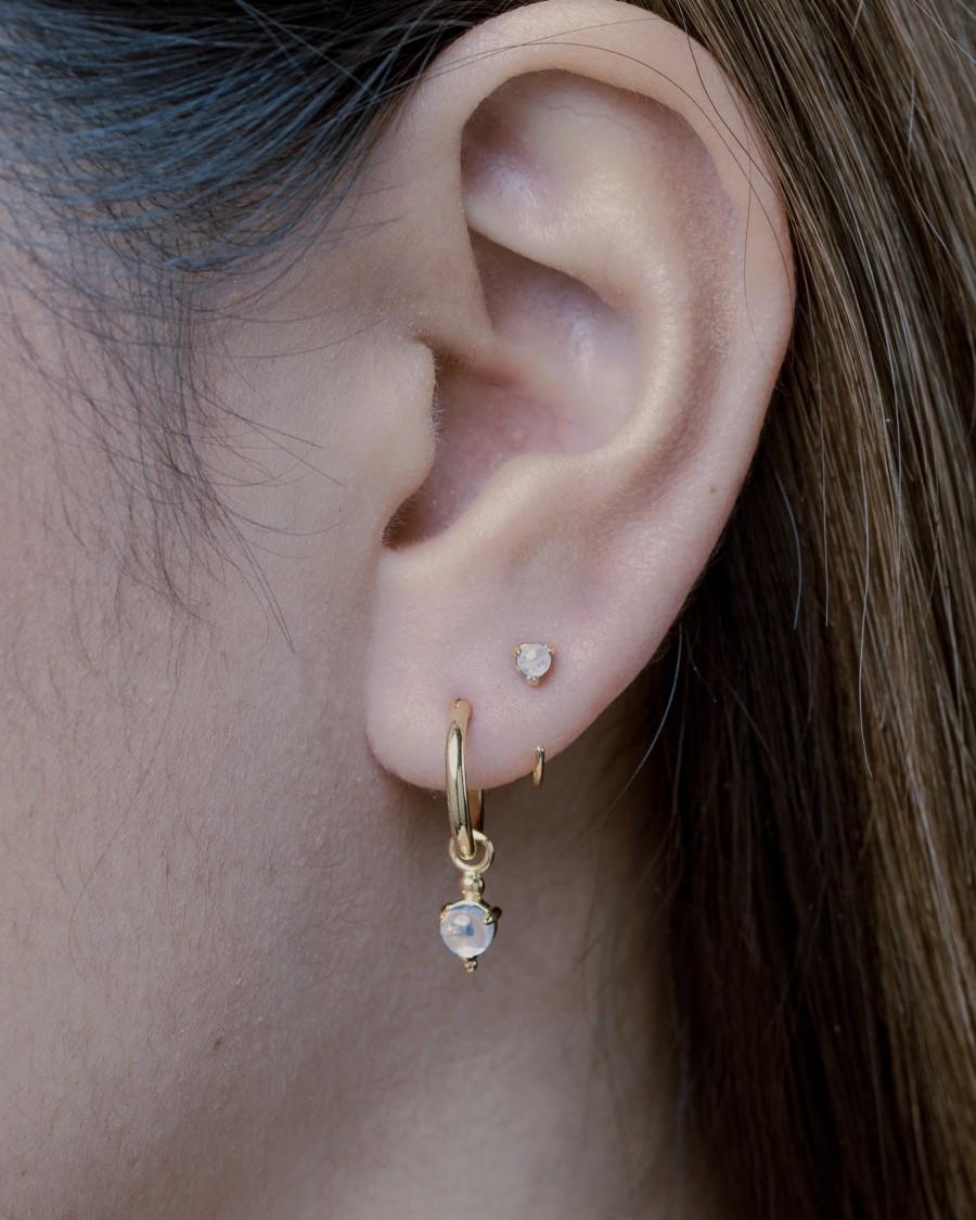 Wedding - Moonstone Hoop Earrings - Gemstone Earrings - Mini Hoop Earrings - Minimalist Earrings - Dainty Hoop Earrings - Bridesmaid Gift DGE016MOO