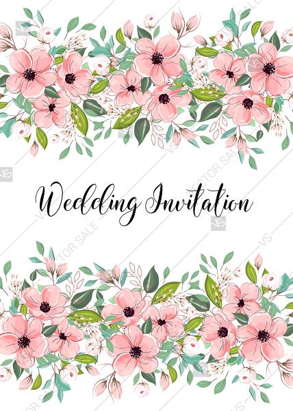 Wedding - Pink anemone wedding invitation floral poppy greenery PDF 5x7 in invitation maker