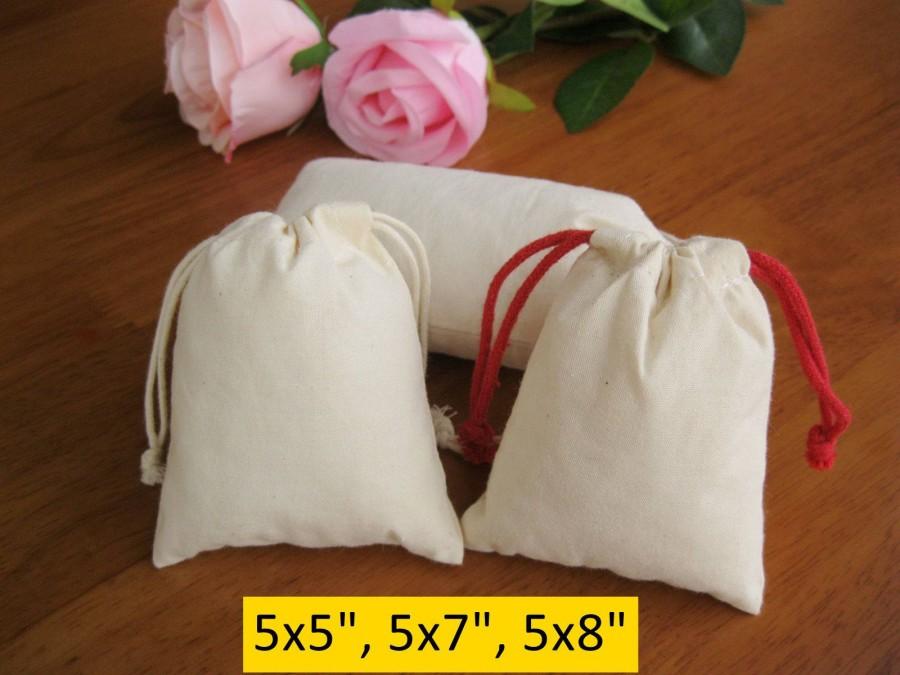 Mariage - 100 5x7 Wedding Favor Bags 5x5, 5x8 Fabric Gift Bags Muslin Bags Cloth Bags
