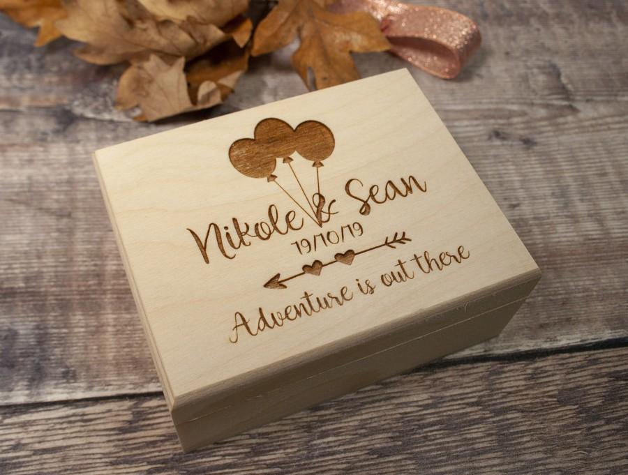 Hochzeit - Personalised Wedding Ring Box with an Adventure is out there! theme, this custom couples ring box fits two rings, ideal for a Disney wedding