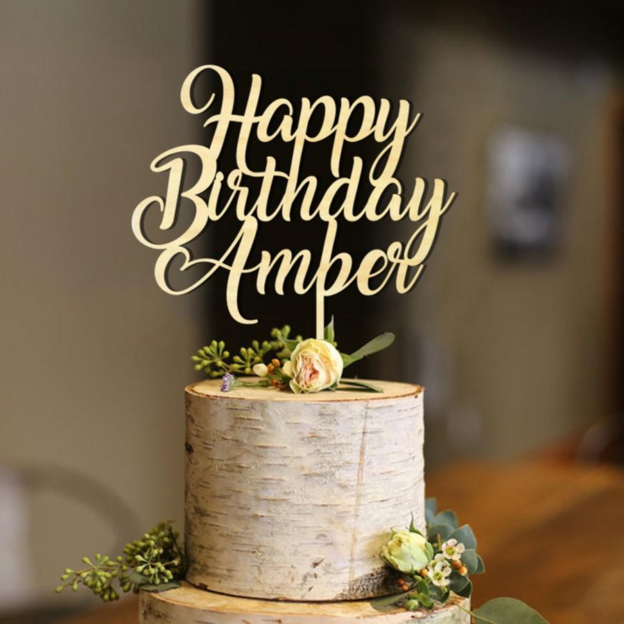 Any Text Customized Birthday or Wedding Party Wooden Cake Decoration. Personalised Wood Cake Topper